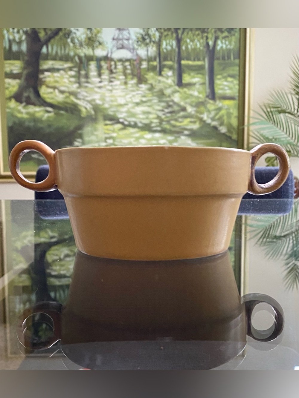 VTG Bennington Potters Tawny Mustard Yellow Double Handled Soup Pottery Bowl